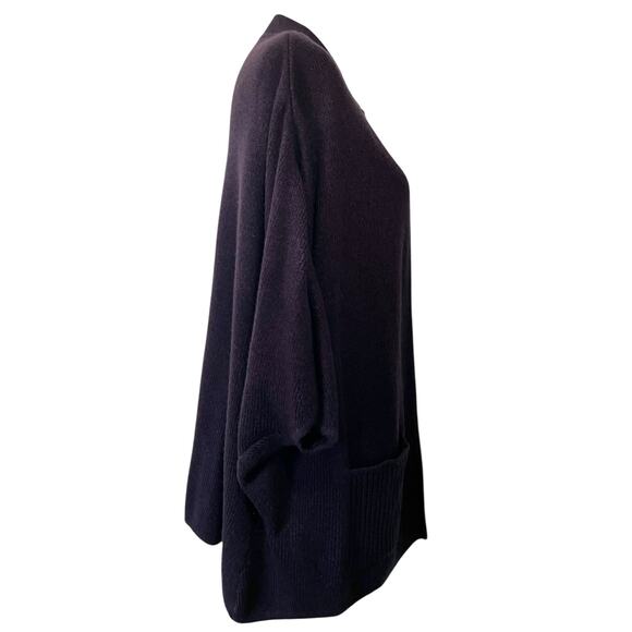 Tally Ho Womens Knit Cape Poncho Cape Open Front Cardigan Pockets Dark Purple 2X - Picture 7 of 8